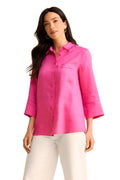 Wide Cuff Linen Shirt - Bright Rose
