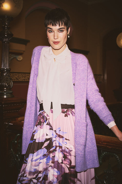 Button Through Mohair Cardigan - Violet