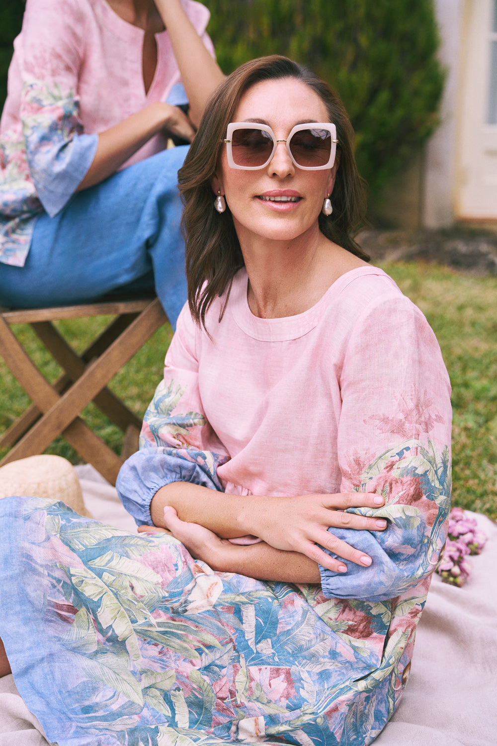 Printed Linen Dress – Sunset Palms Print