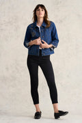 Embellished Denim Jacket - Mid Wash Denim