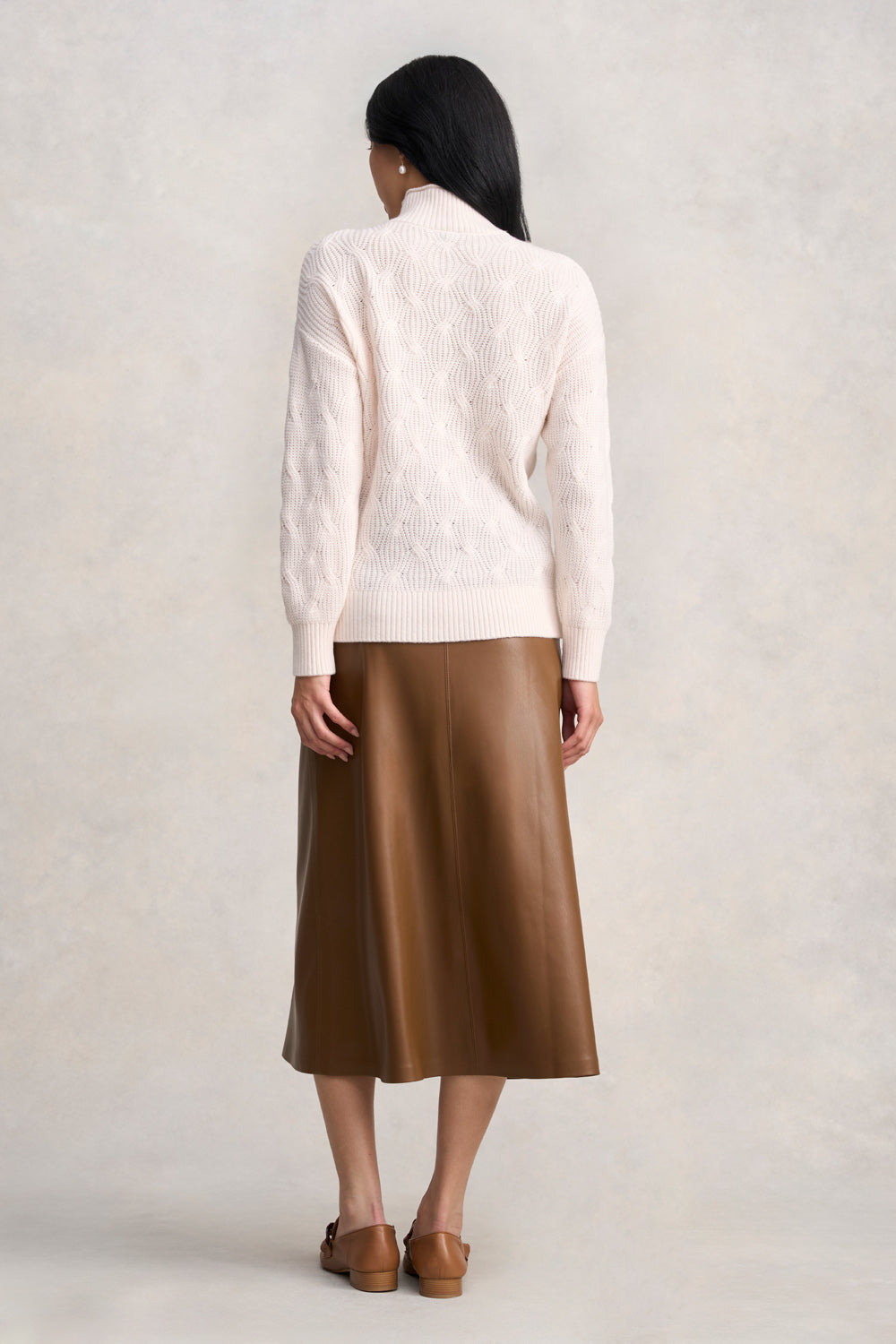 Cable Cotton Blend Jumper - Cream