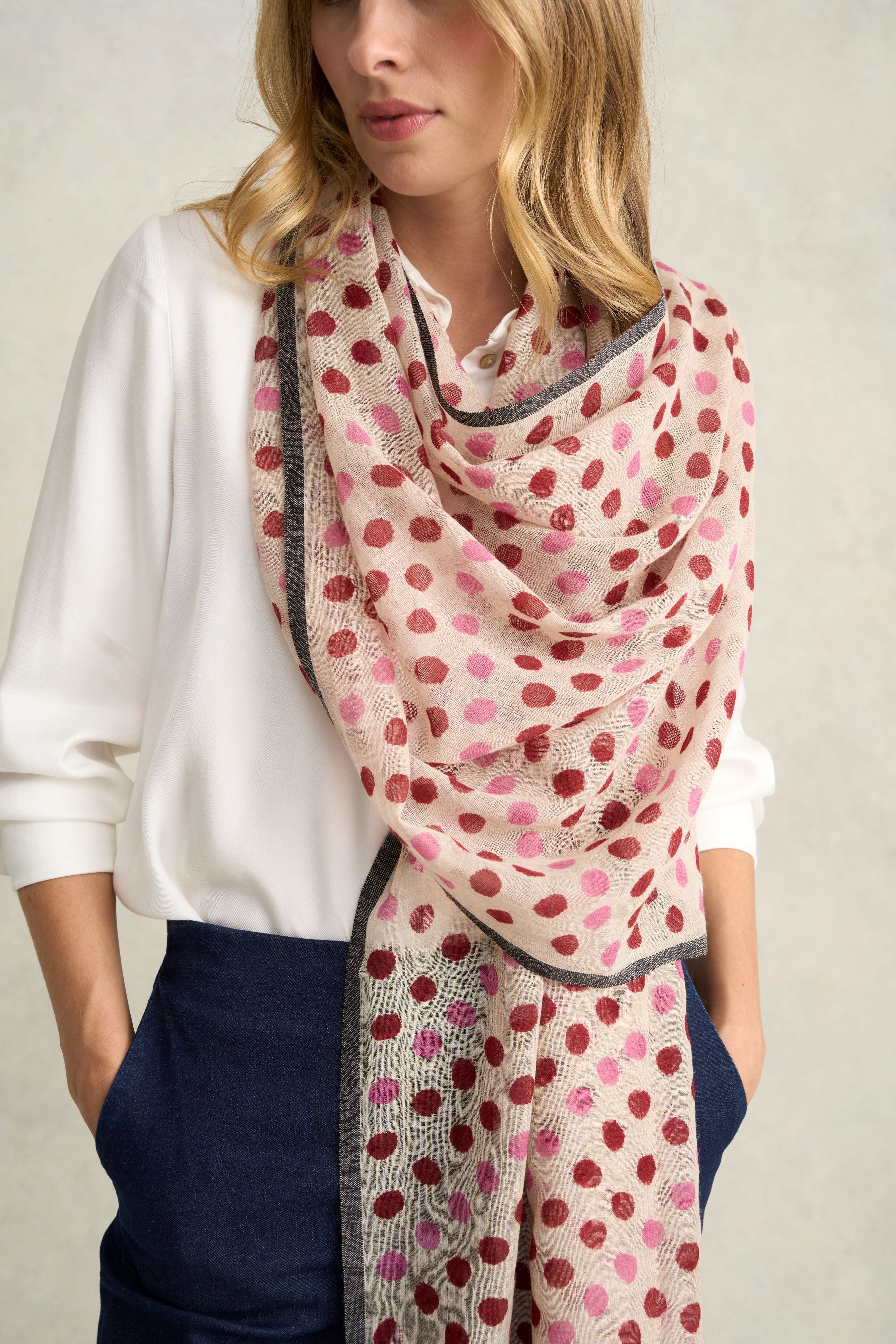 Polka Dot Wool Scarf - Multicolour