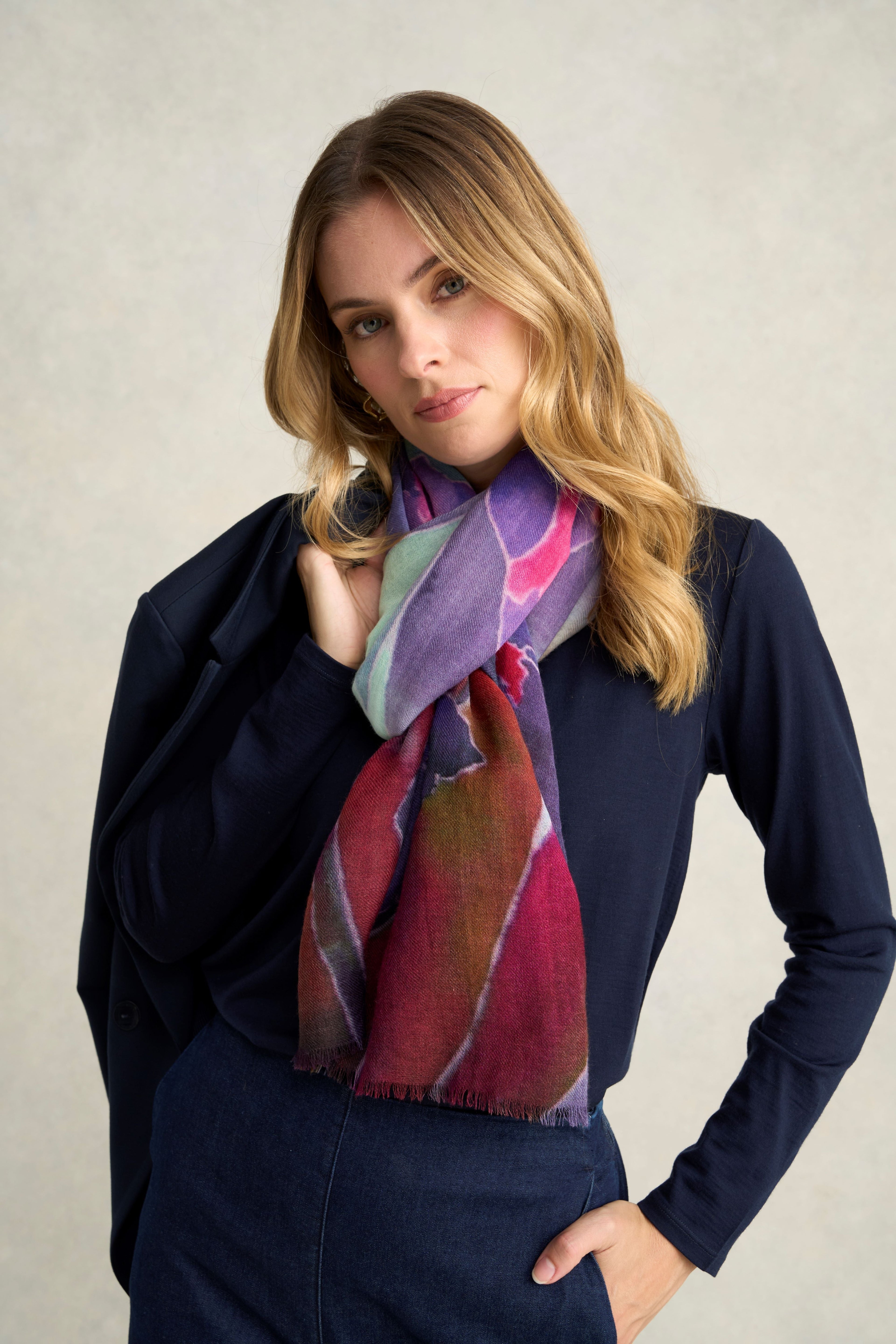 Violet Bloom Wool Scarf