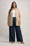 Long Line Wool Cardigan - Taupe Marle