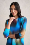Long Sleeve Crew Neck Top - Ombre Print