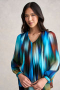 Pleated Georgette Blouse - Ombre Print