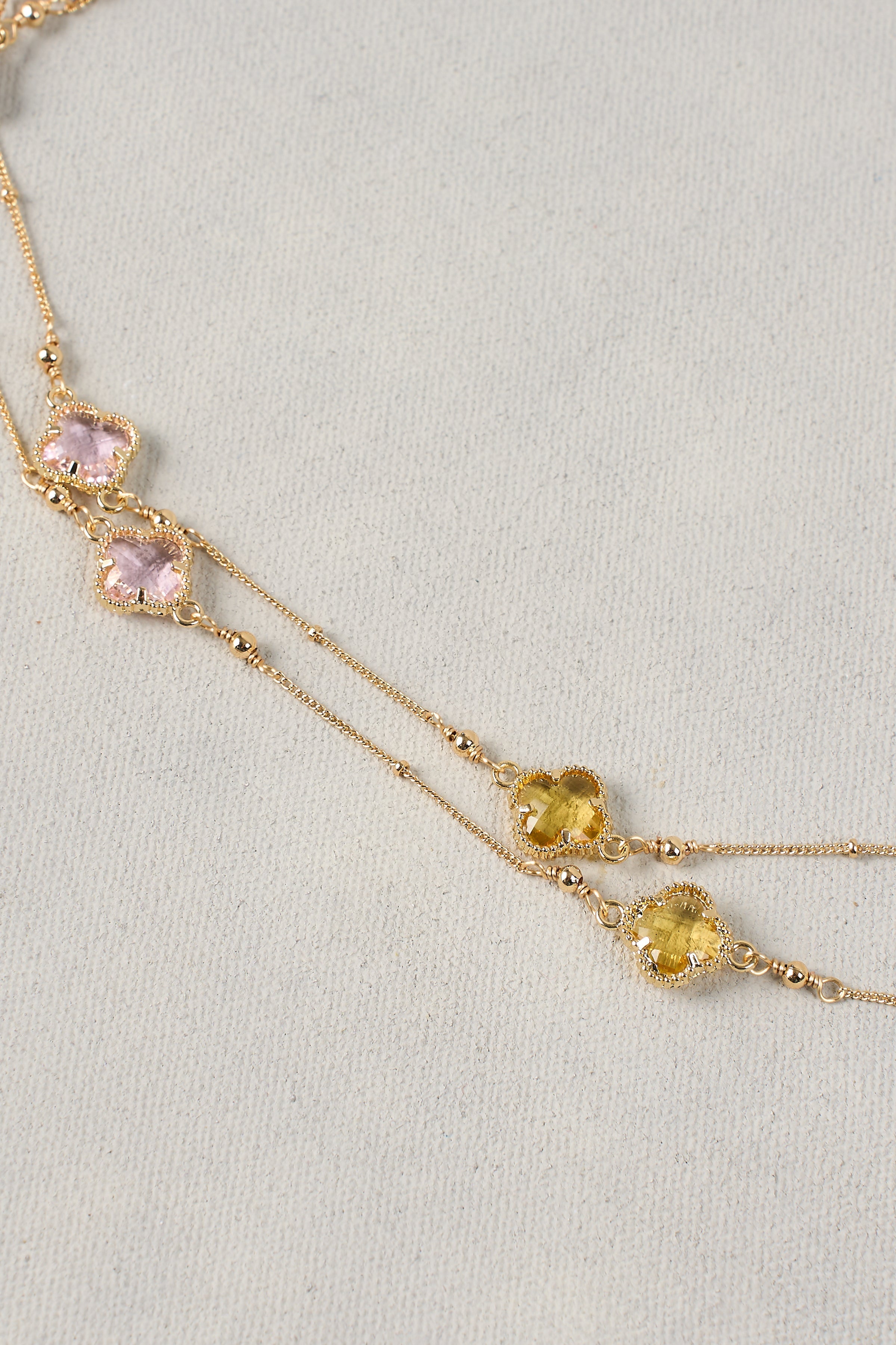 Coloured Clover Necklace - Multicolour
