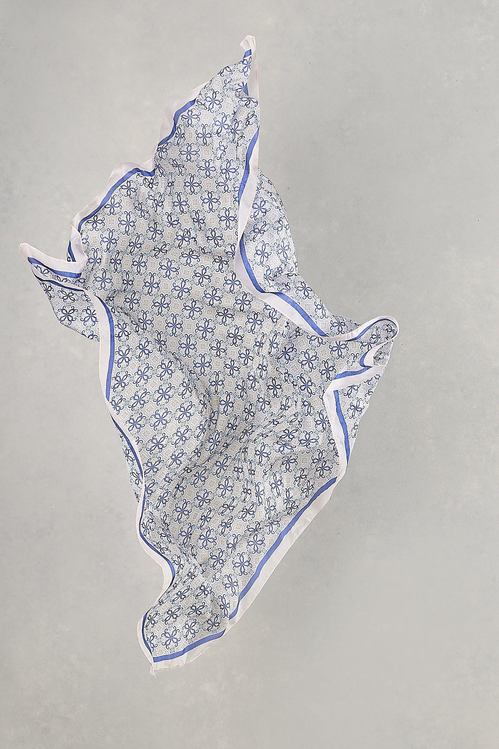 Tile Print Square Scarf – Blue