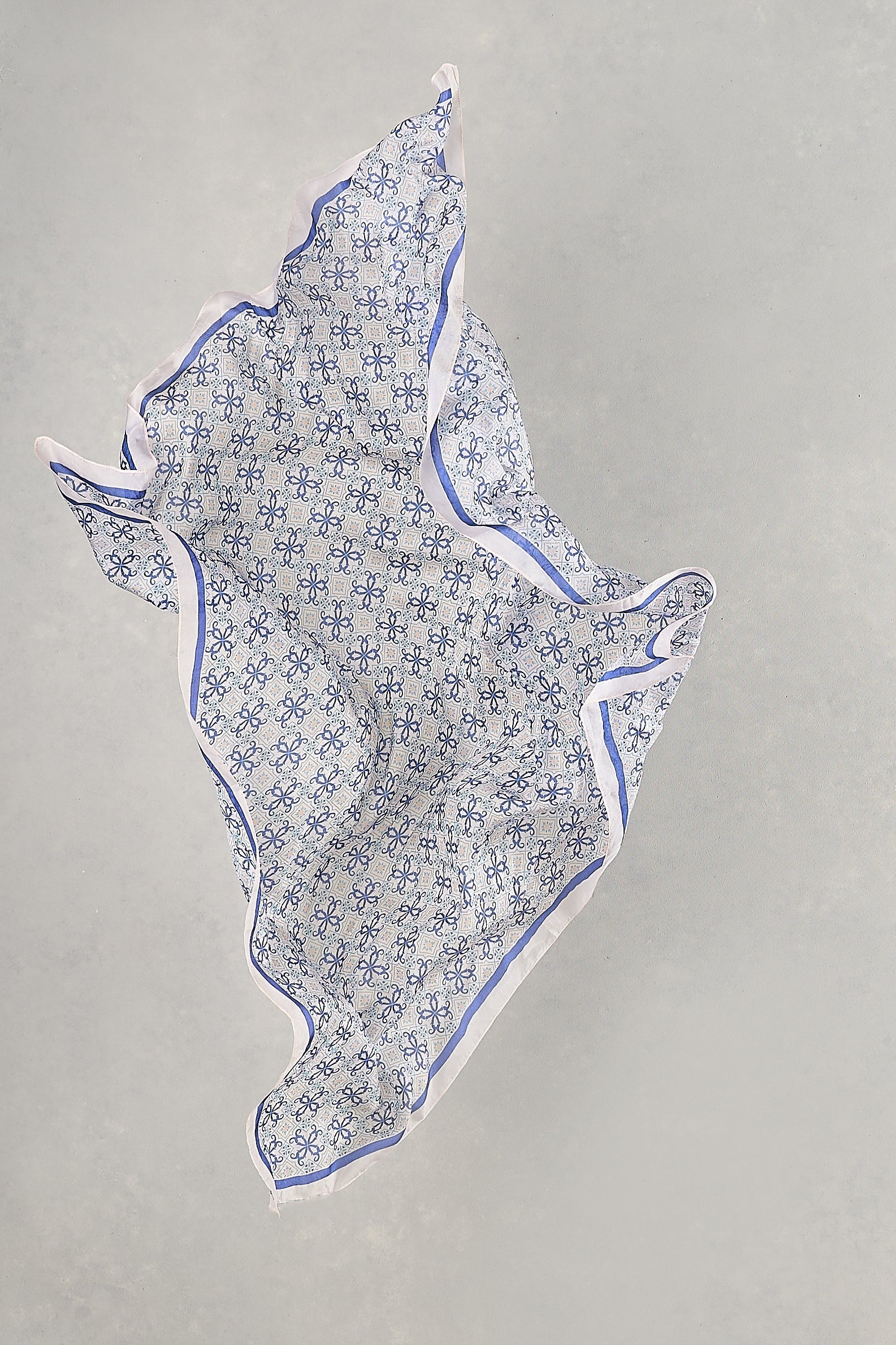 Tile Print Square Scarf – Blue