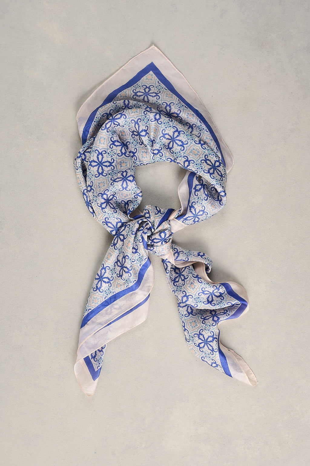 Tile Print Square Scarf – Blue