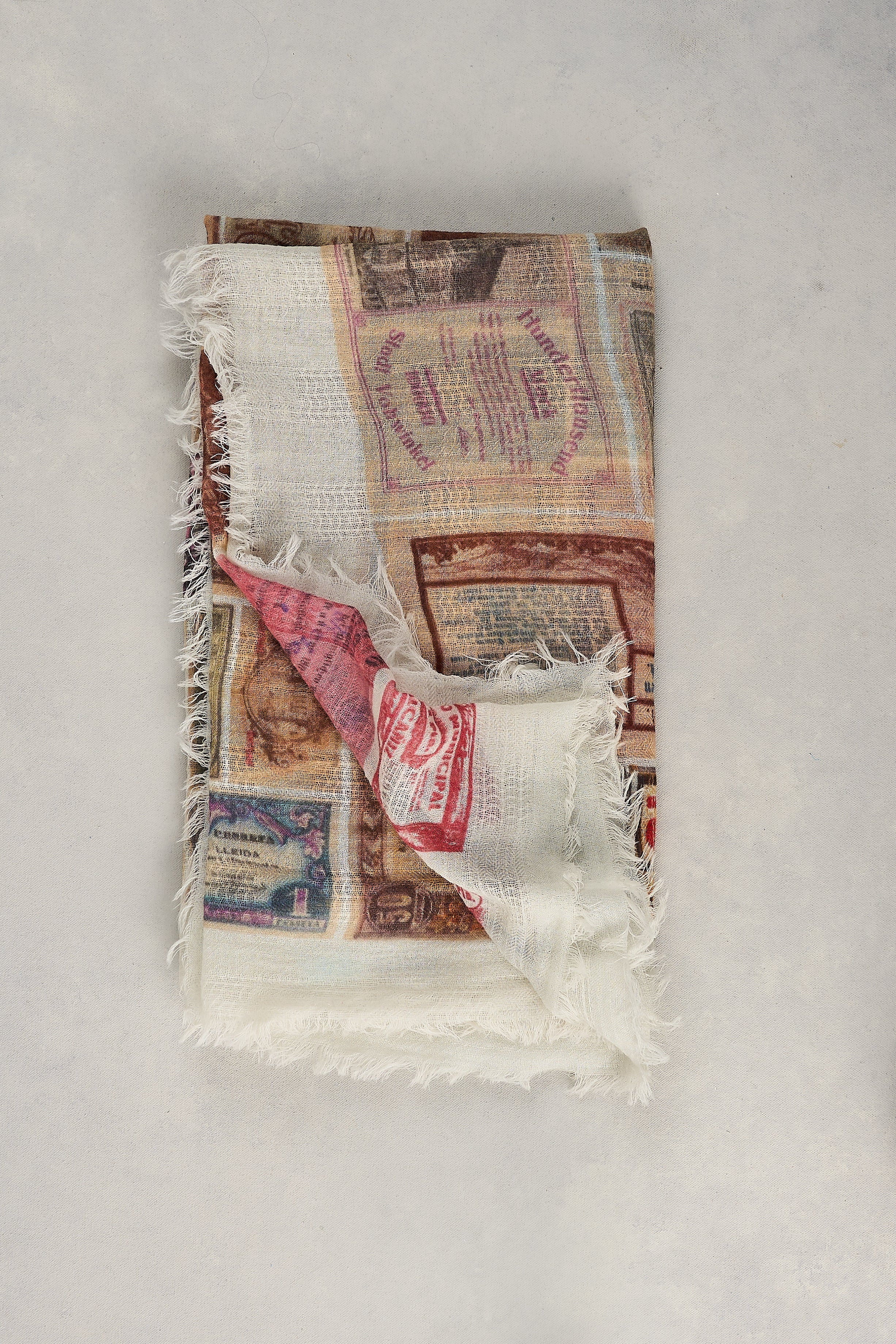 Vintage Stamp Scarf – Multicolour