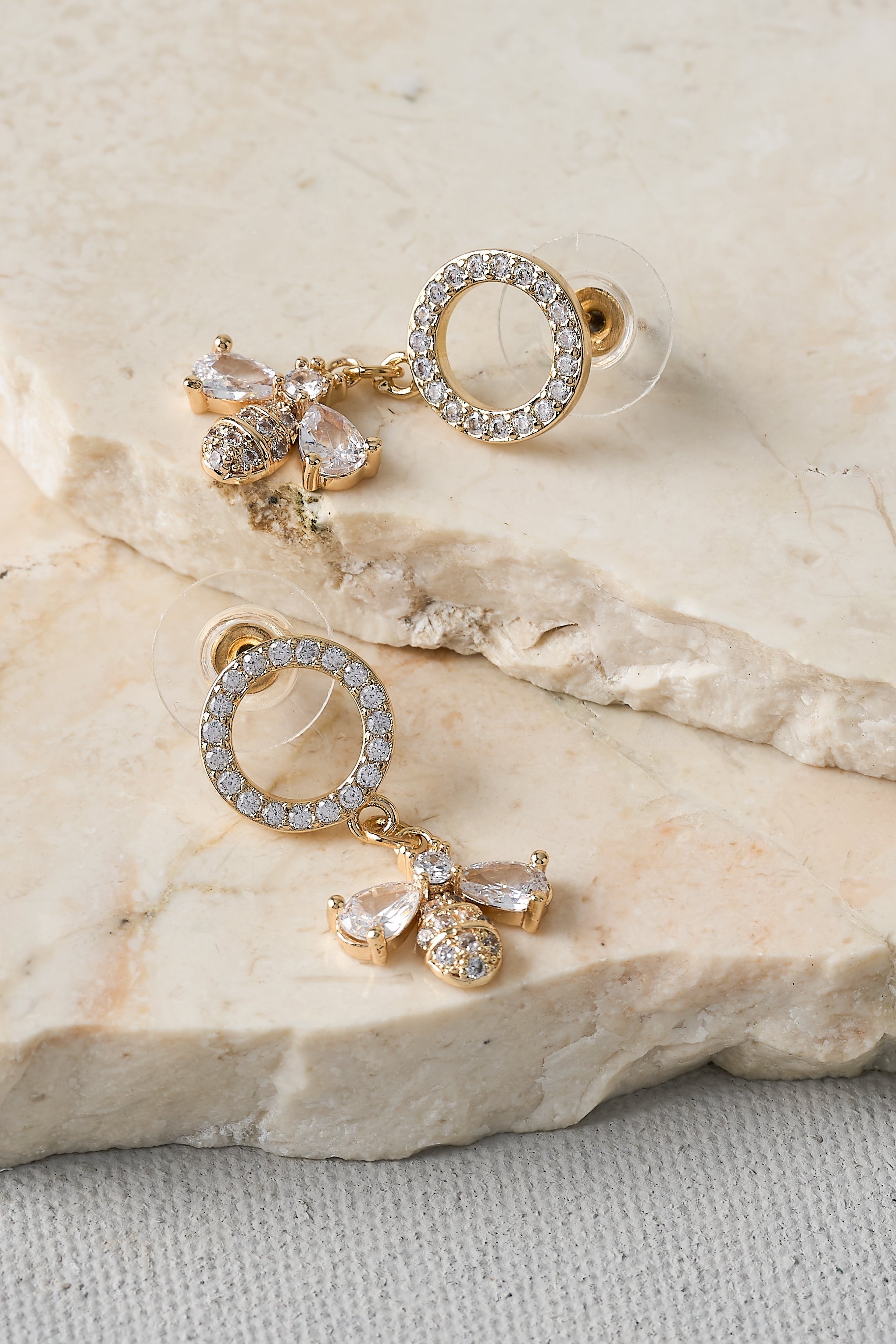 Diamante Bee Earrings – Gold