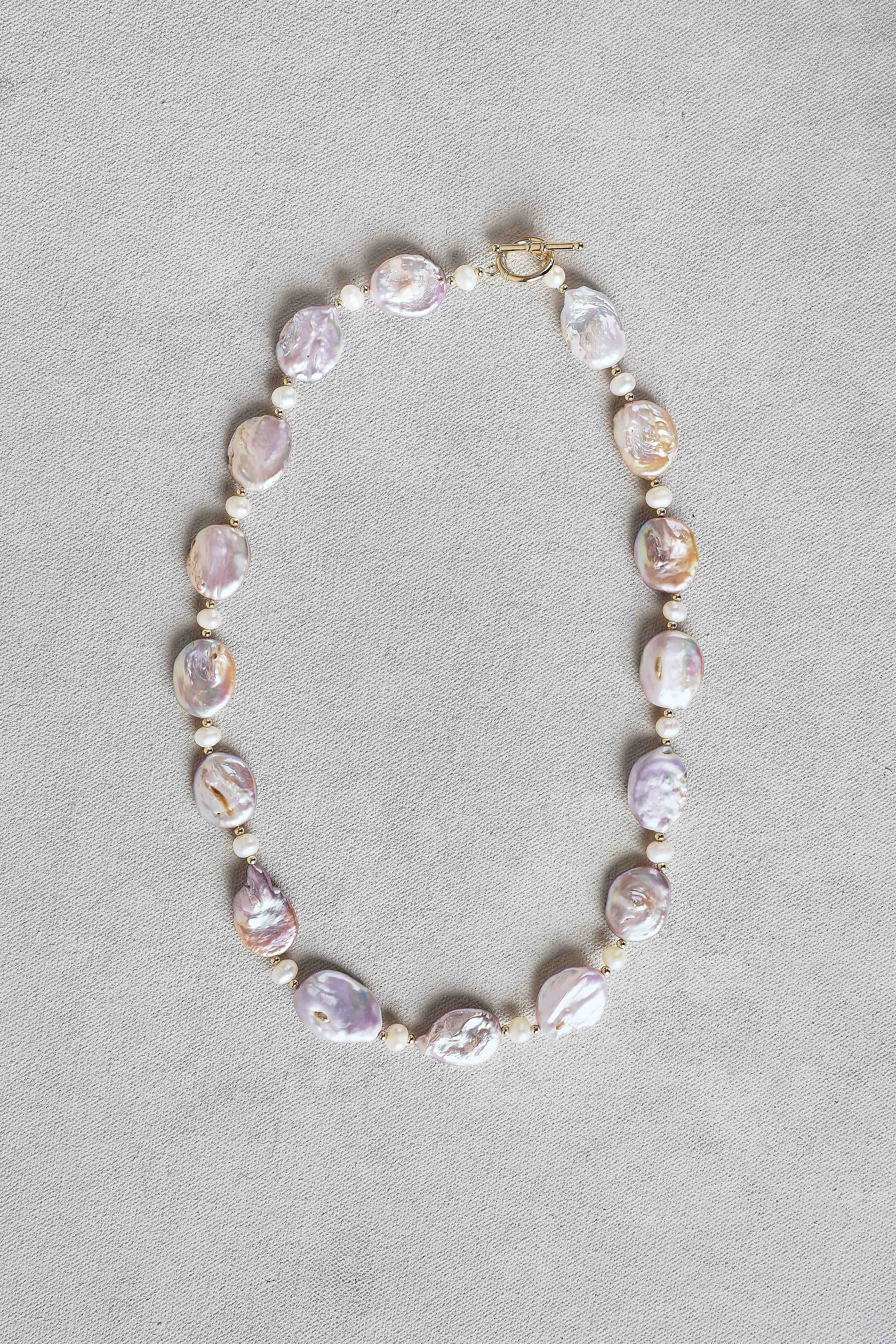 Flat Pearl Necklace – Pink