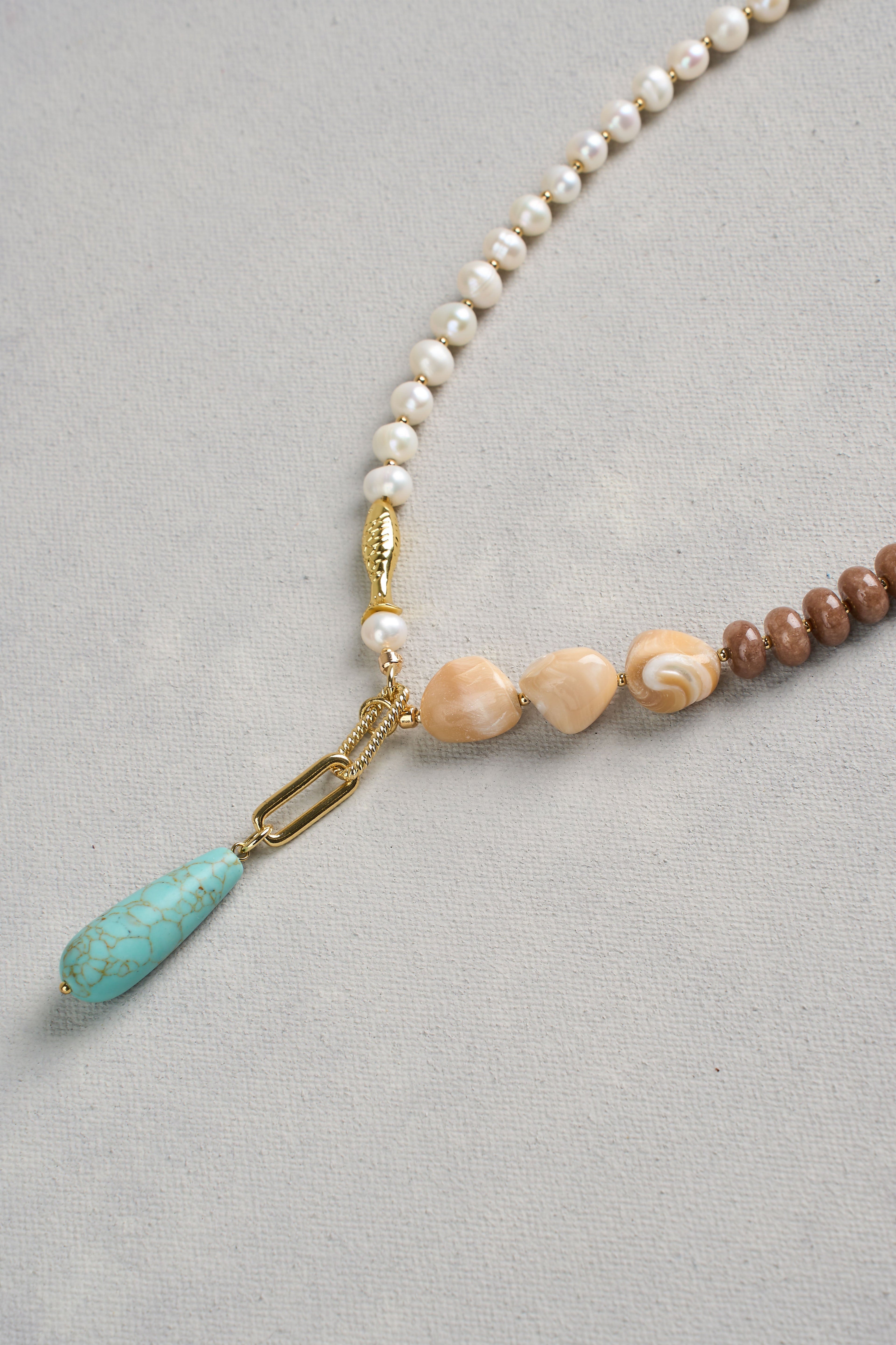 Stone Pendant Necklace - Multicolour