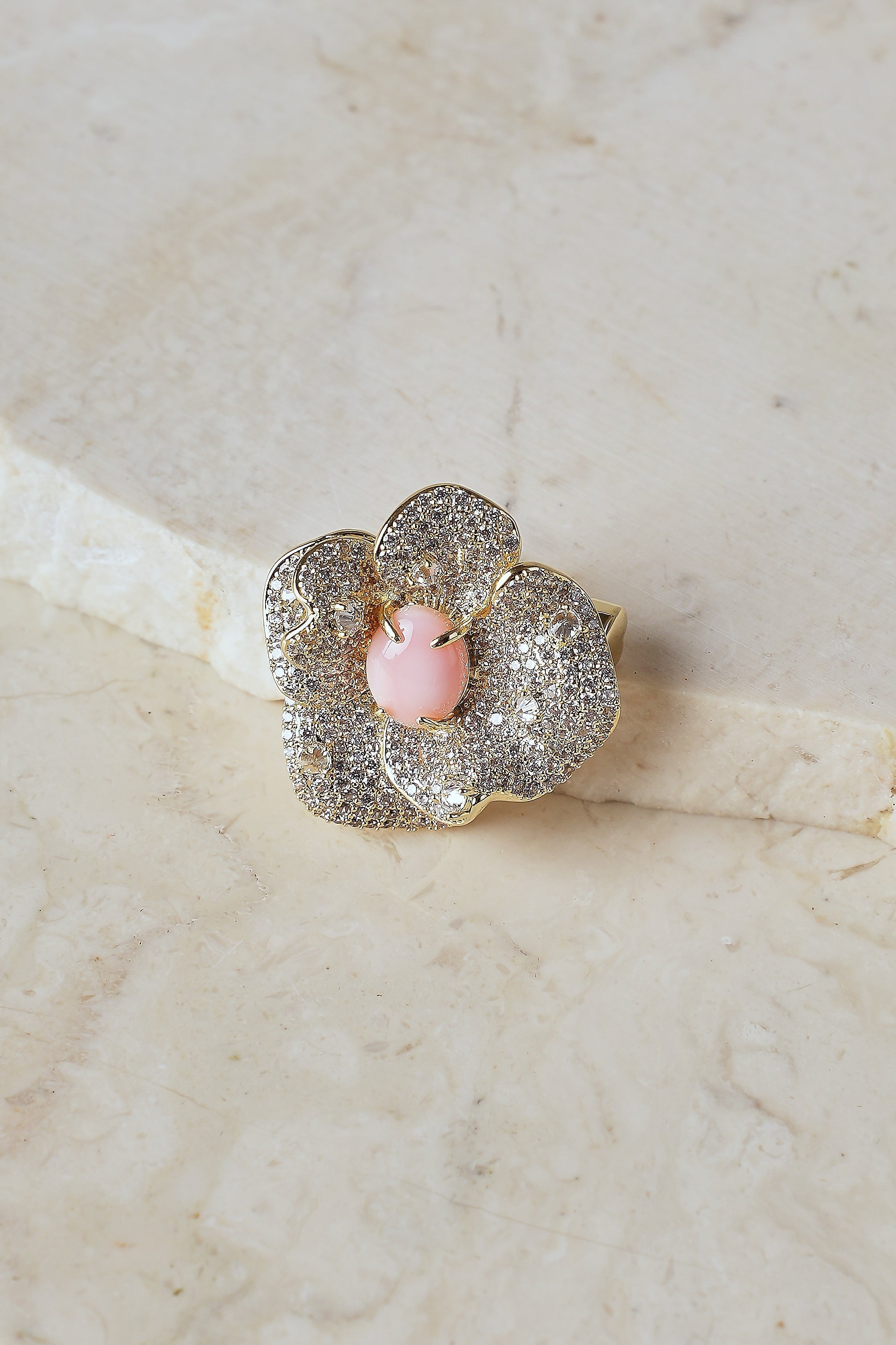 Diamante Floral Brooch – Gold