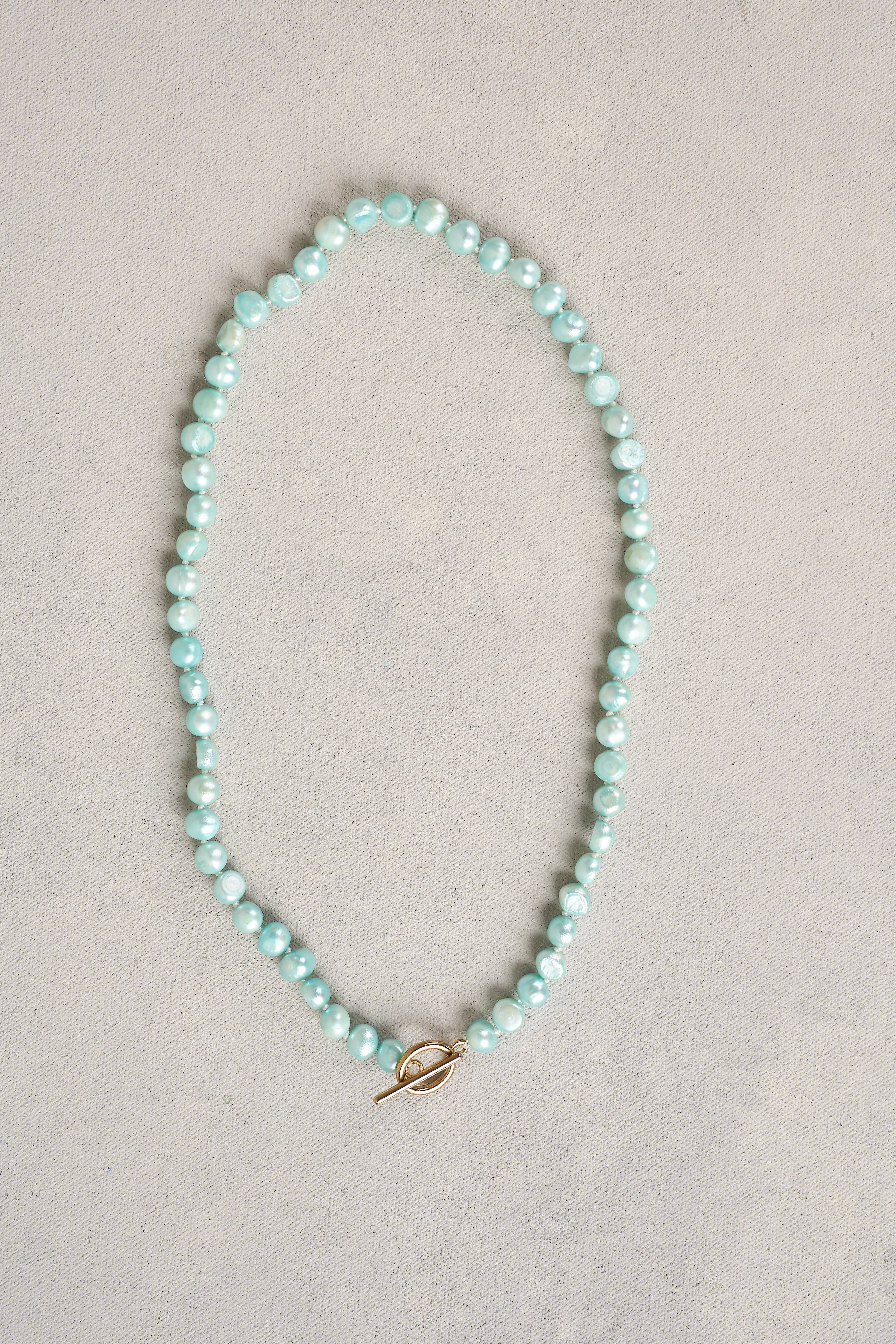 Aqua Blue Pearl Necklace