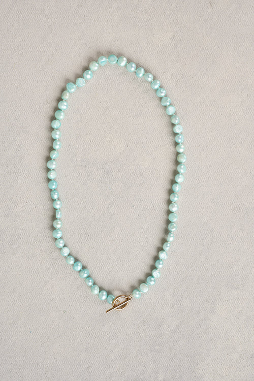 Aqua Blue Pearl Necklace