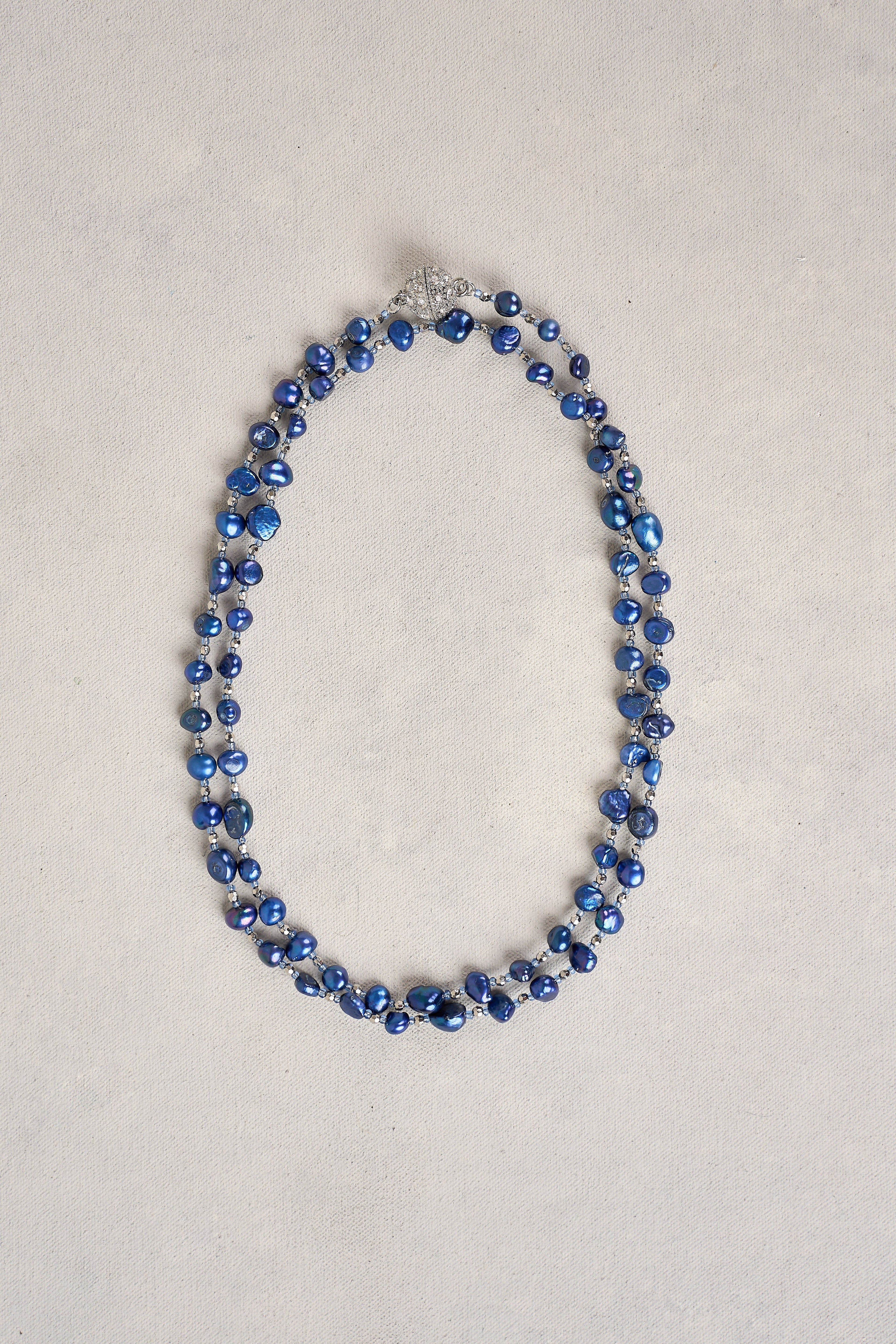 Belle Pearl Necklace - Dark Blue
