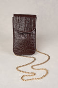 Charlotte Croc Phone Bag - Chocolate
