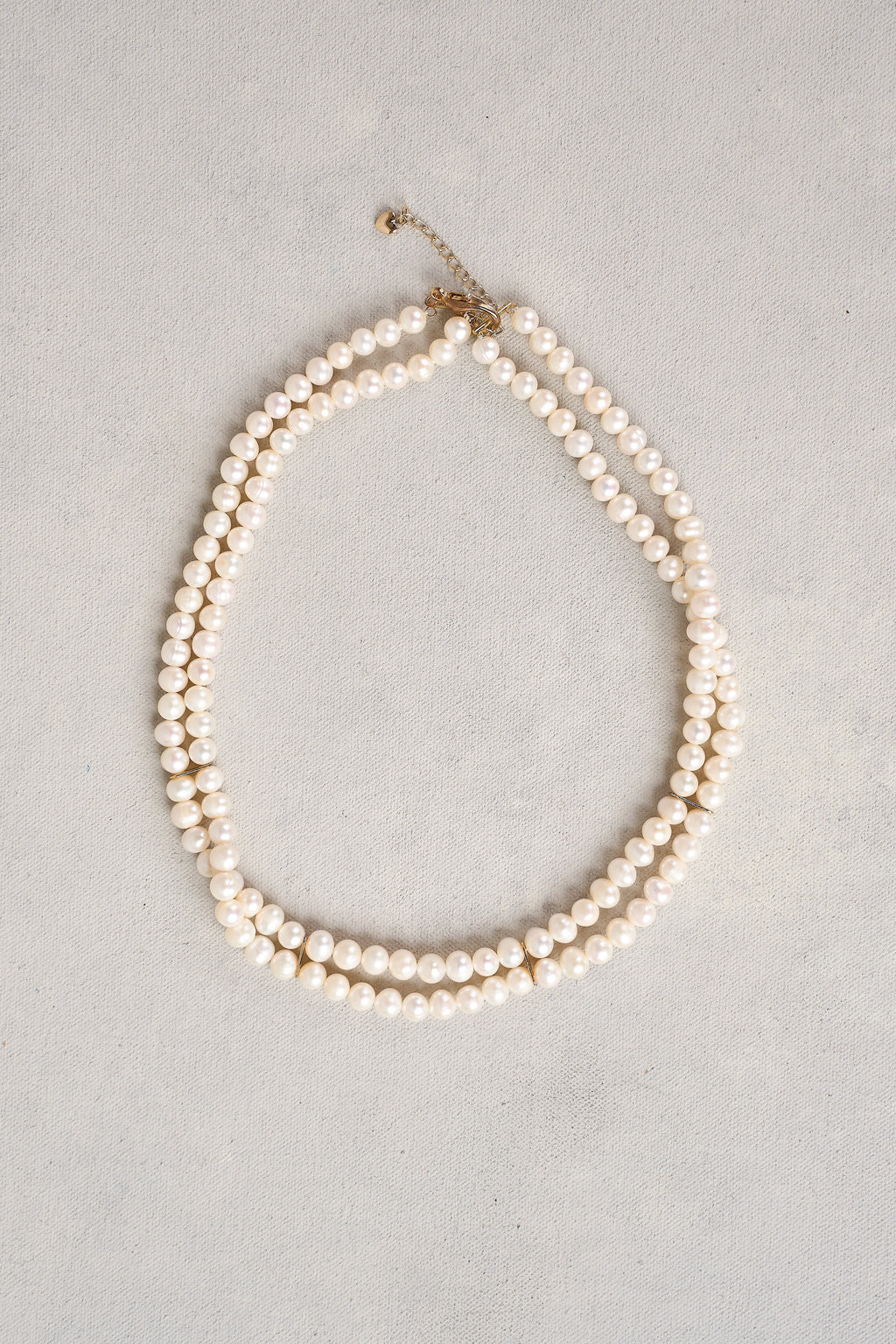 Double Row Pearl Necklace - White