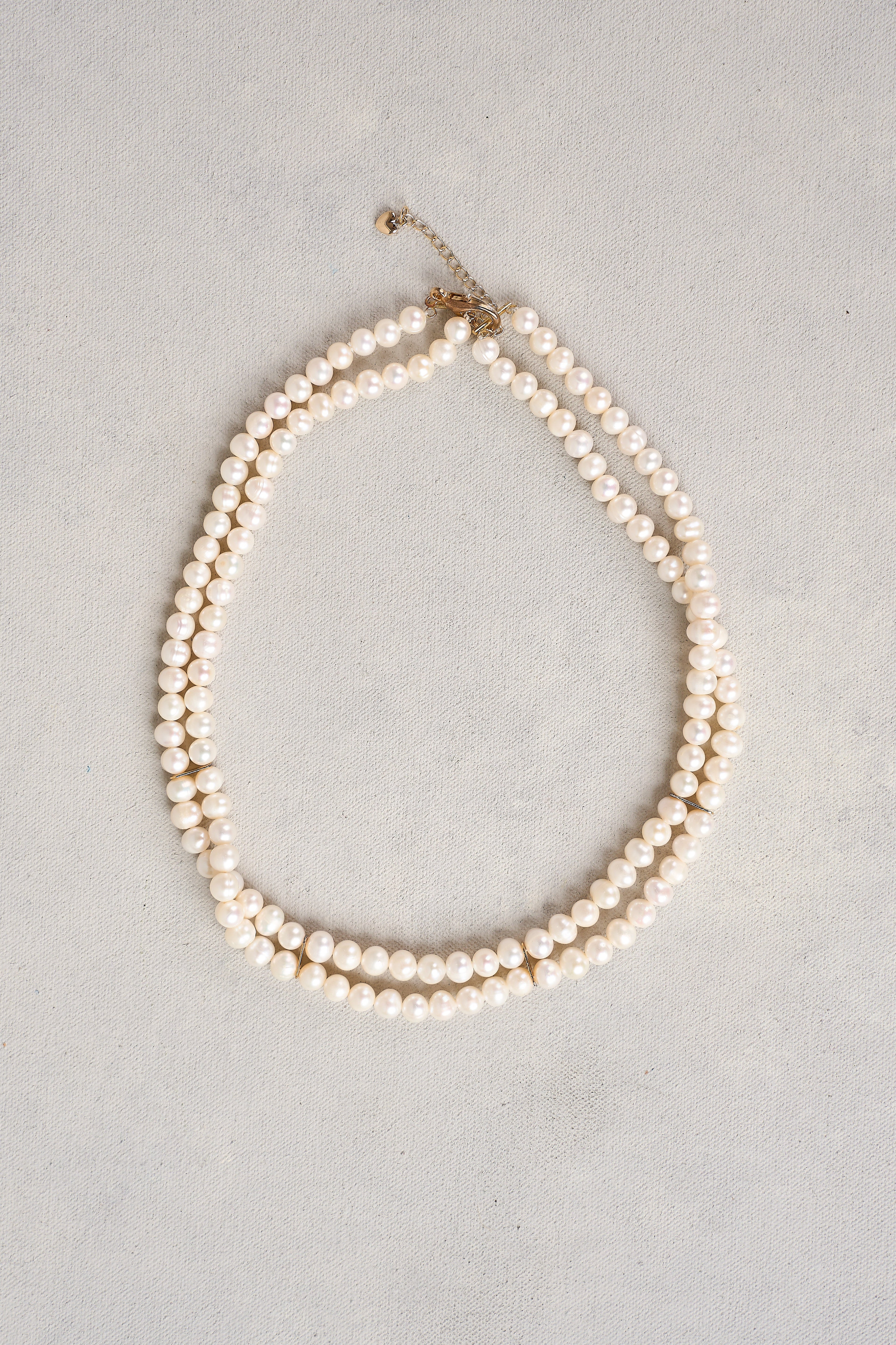 Double Row Pearl Necklace - White