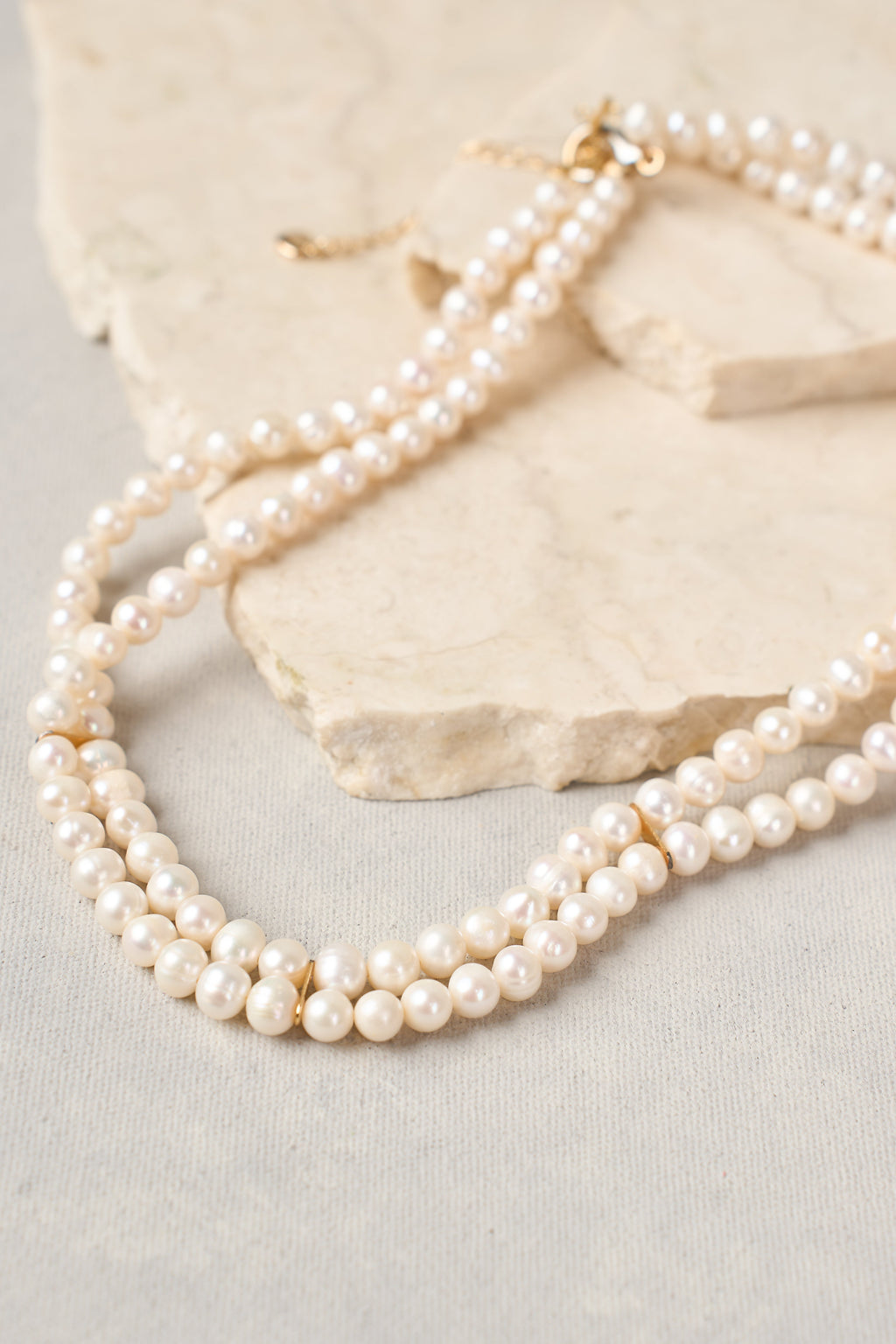 Double Row Pearl Necklace - White