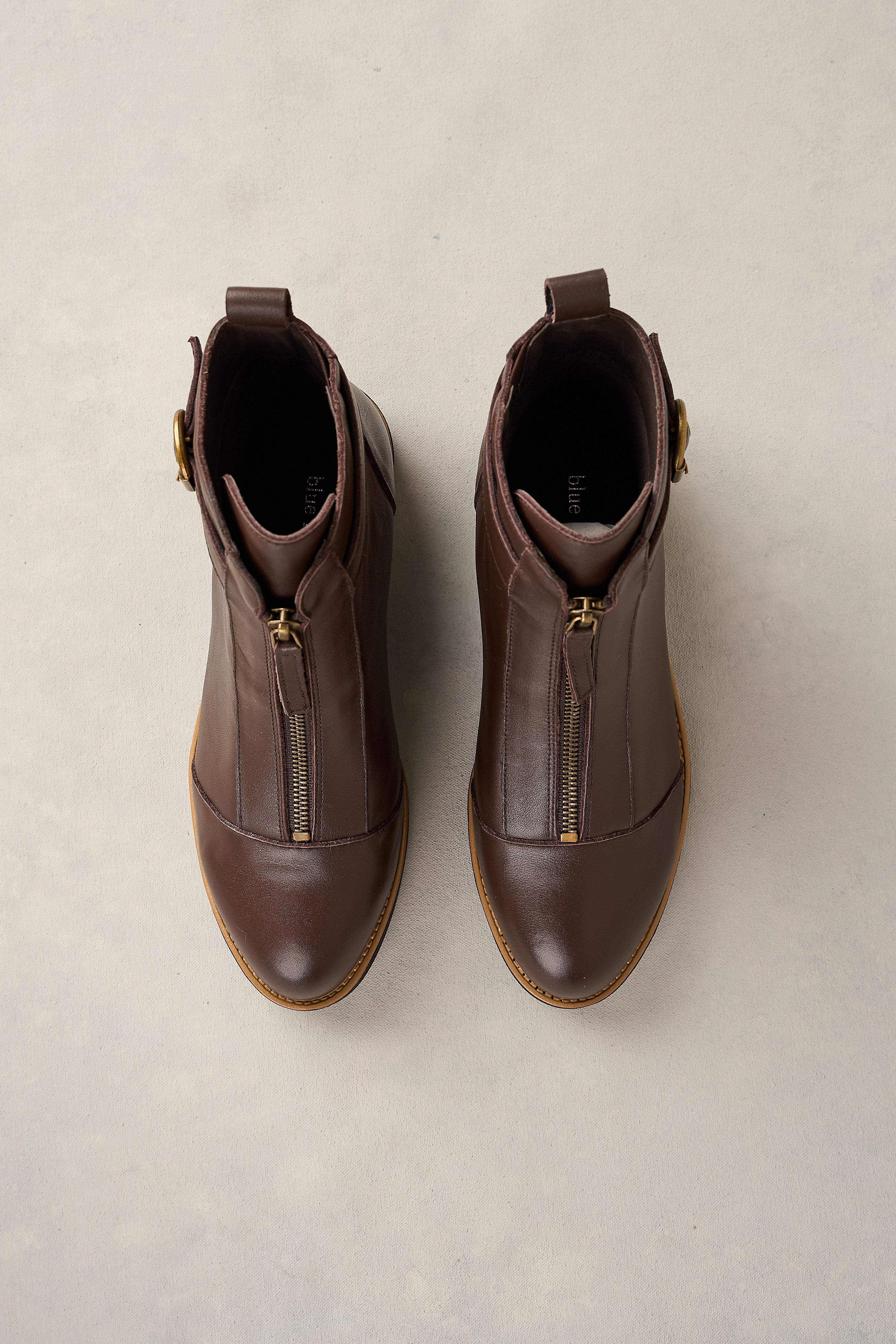 Ella Zip Front Boot - Chocolate