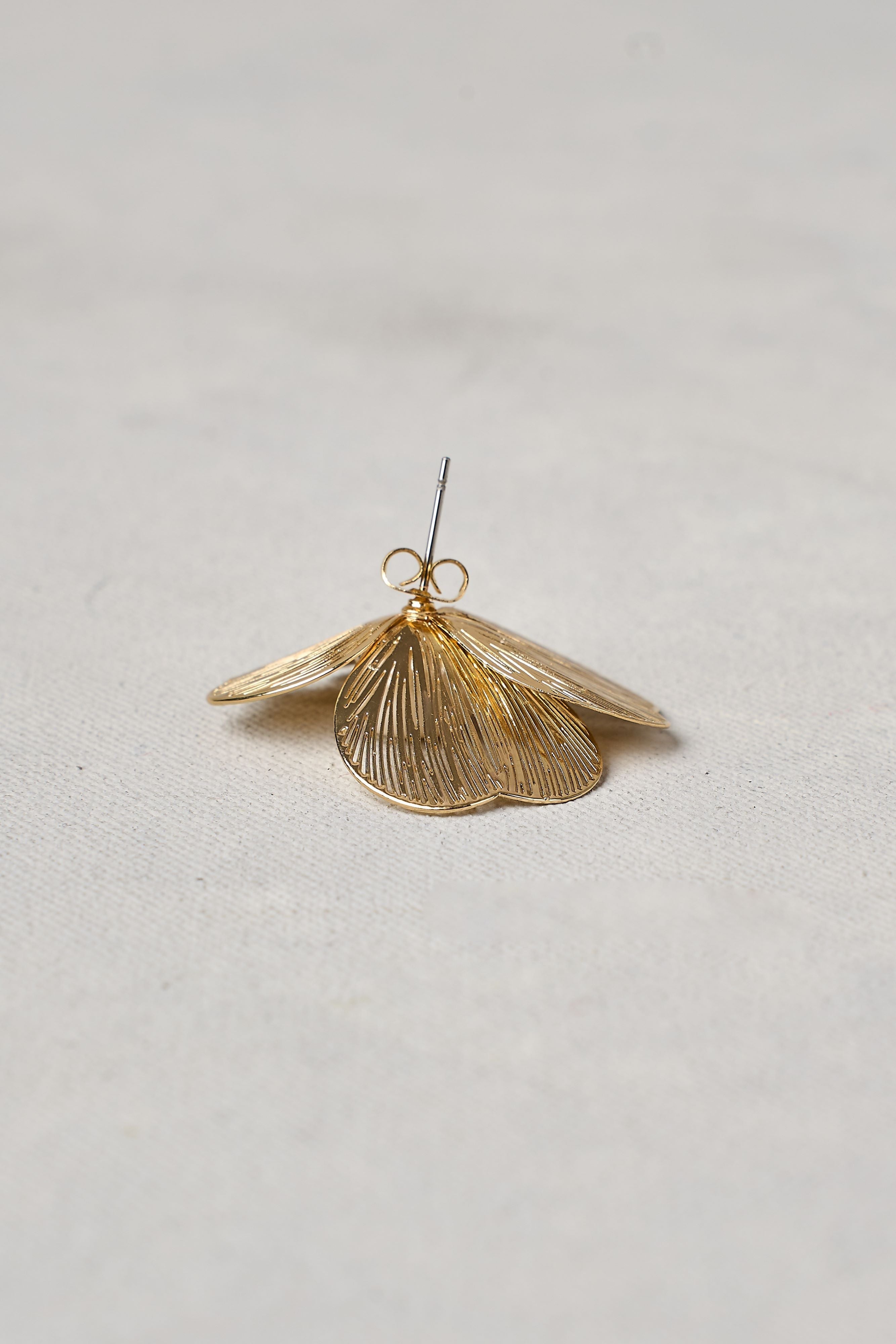 Flower and Pearl Statement Studs - Gold