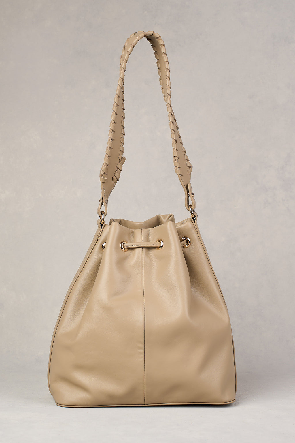 Leila Drawstring Bucket Bag - Stone