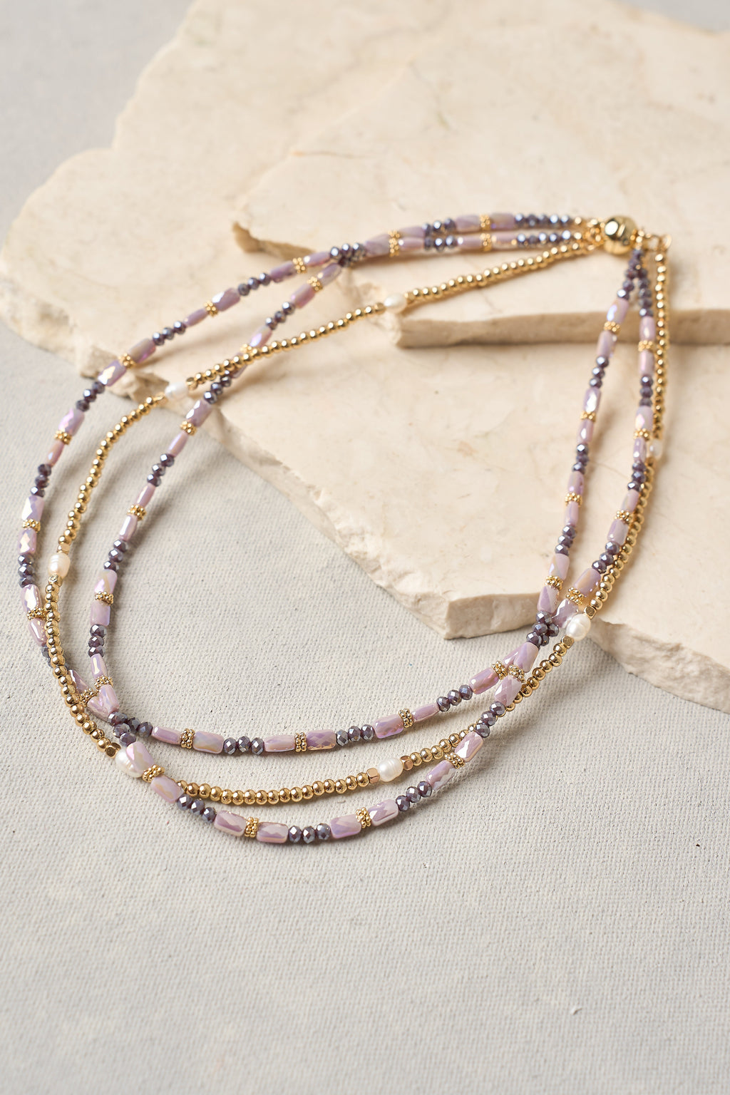 Lilac Pearls Layered Necklace