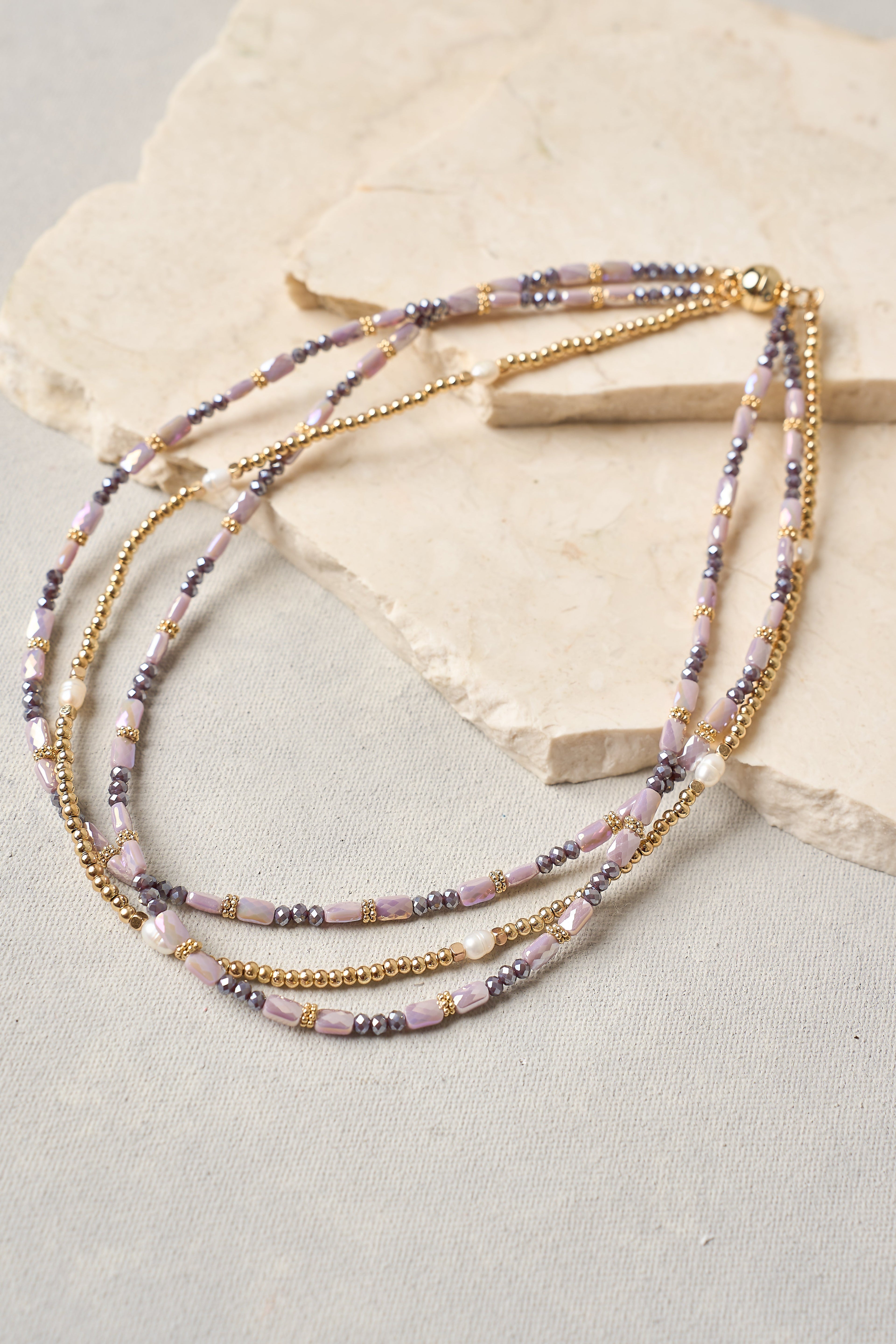 Lilac Pearls Layered Necklace