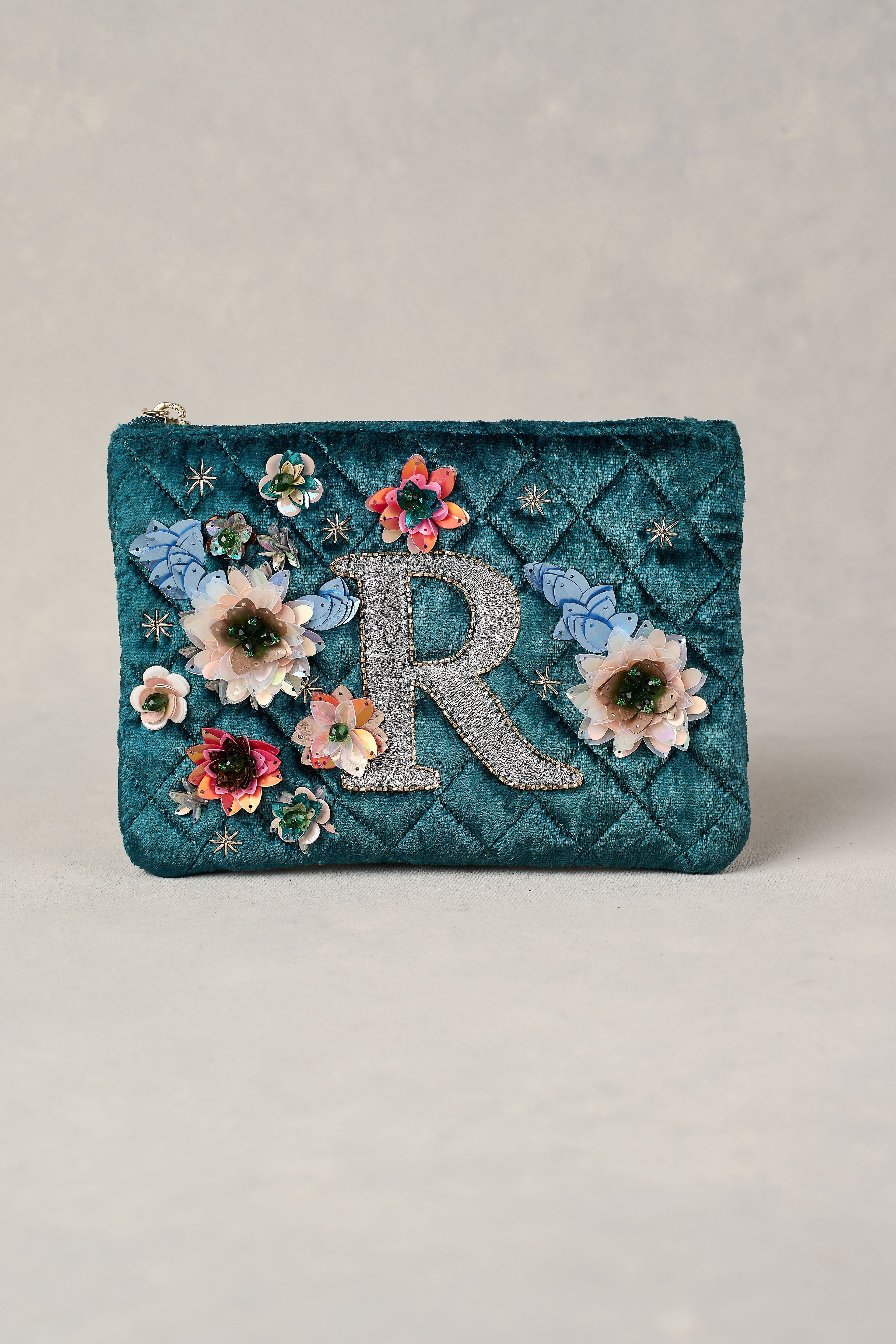 R Monogram Cosmetic Bag - Emerald