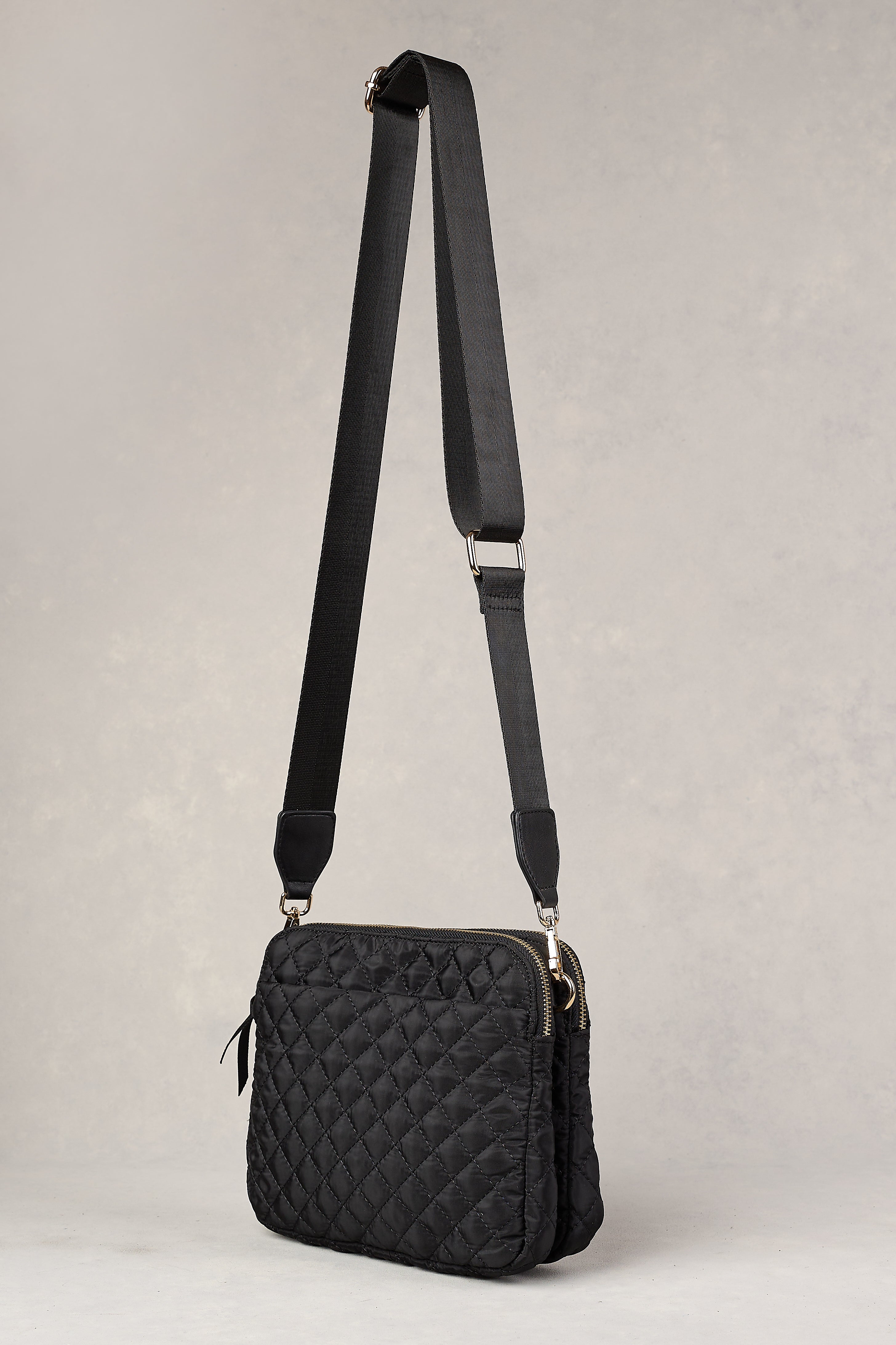 Naomi Quilted Crossbody Bag - Black