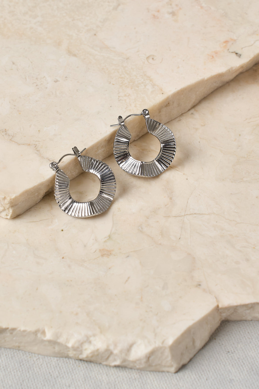 Silver Sculptural Hoops