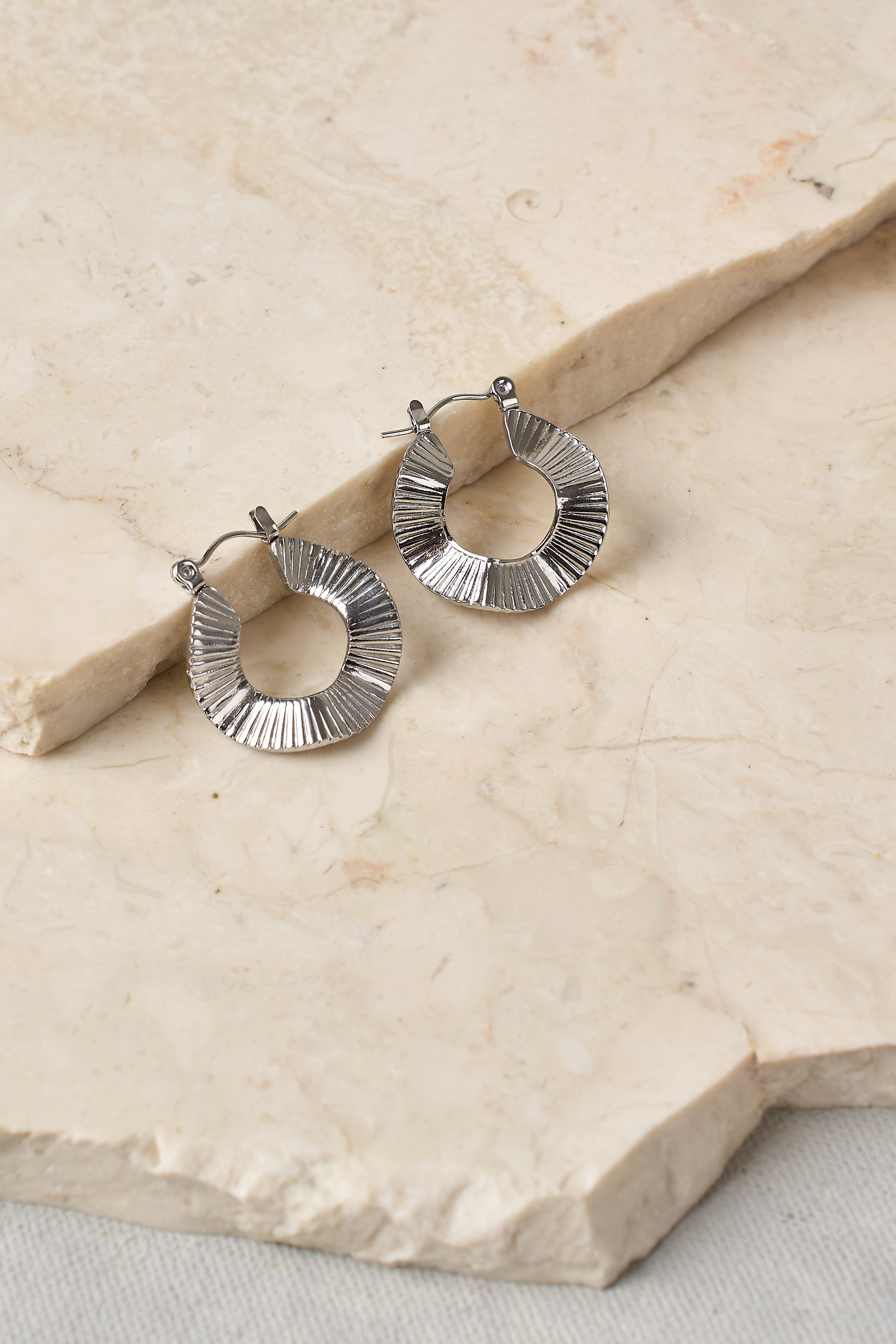 Silver Sculptural Hoops